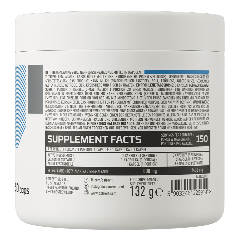 Beta-Alaniin 2400 mg - 150 kapslit